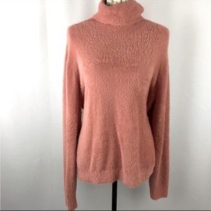 Halogen Fuzzy Turtleneck Pink